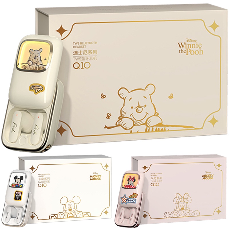 Disney Q10 RGB TWS Wireless Bluetooth Noise Cancelling Gaming Earbuds Headphones HiFi Earbud Earphones Earpiece Mickey Minnie Mouse Winnie the Pooh Earphone Original Headset TWS Headphone with Microph